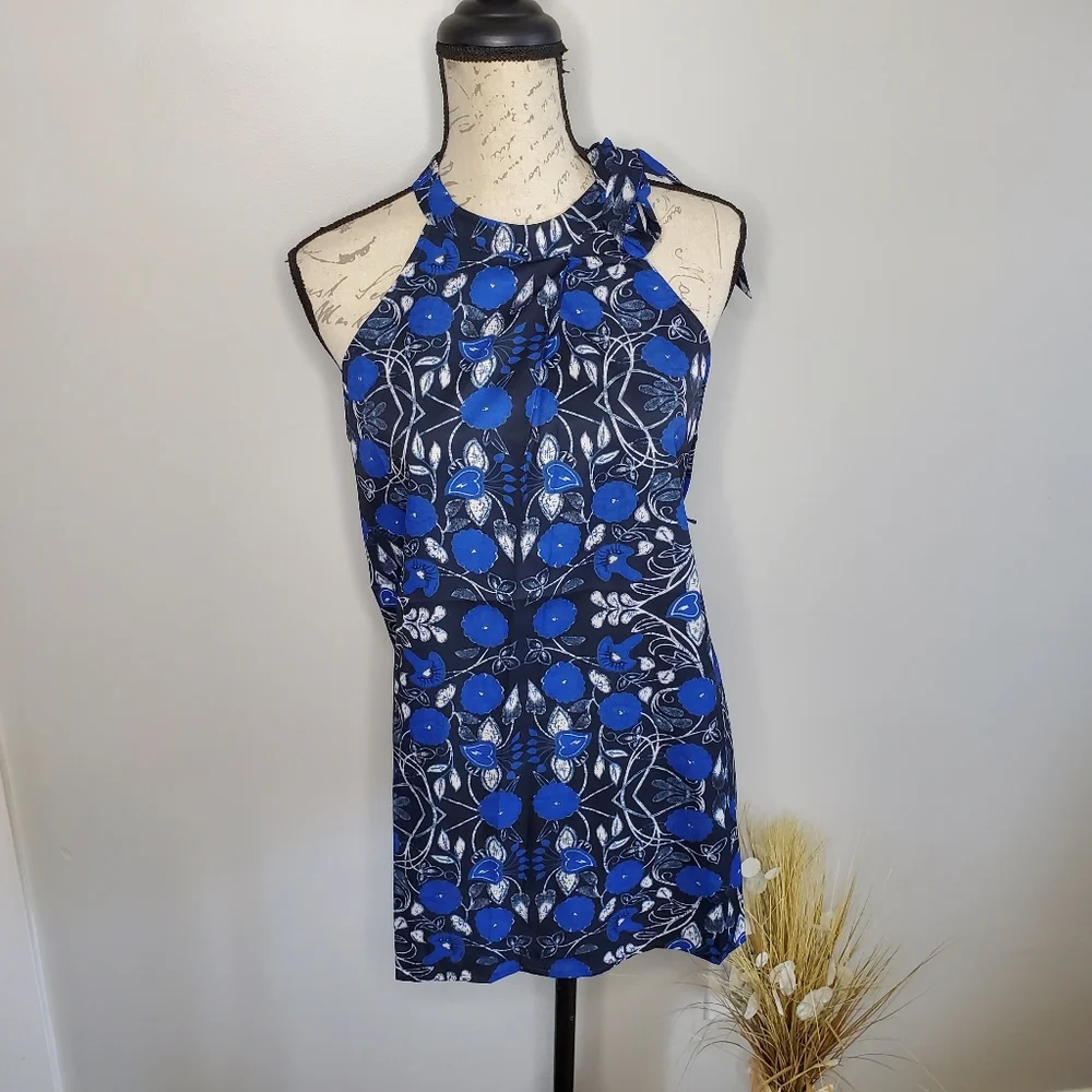 Doe & Rae blue abstract floral halter tank L - Picture 12 of 12